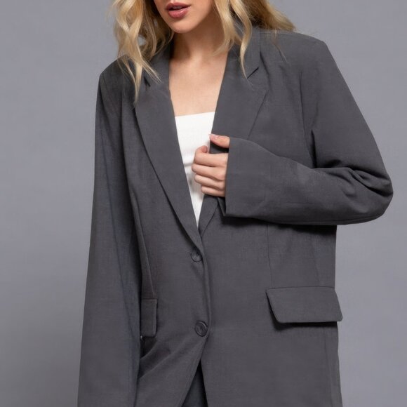 Long slv front button closure blazer - Picture 4 of 5